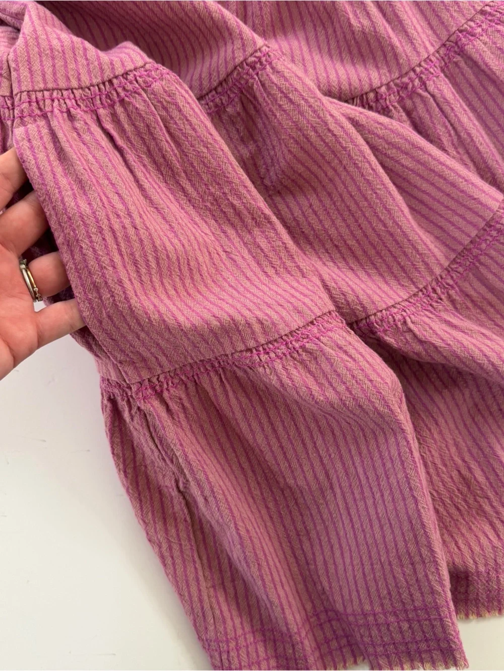 Free People Dress Womens Large Wilder Days Striped Mini Boho - Picture 8 of 11